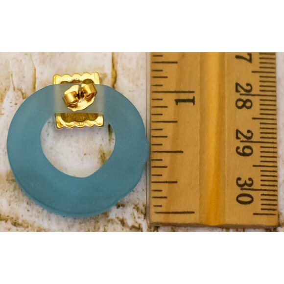 Vintage Blue Halo Ring Convertible Dangle Earrings by Avon - B15 - Picture 2 of 2